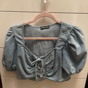 cute denim cropped shirt
